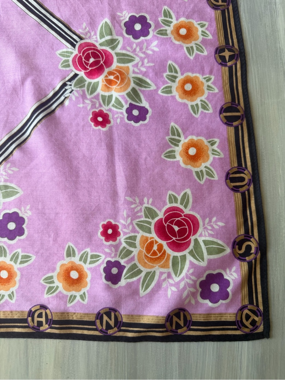 Anna Sui floral cotton scarf Bandana Roses Butterfly Purple Hair Bow Bag Scarf - Picture 7 of 12